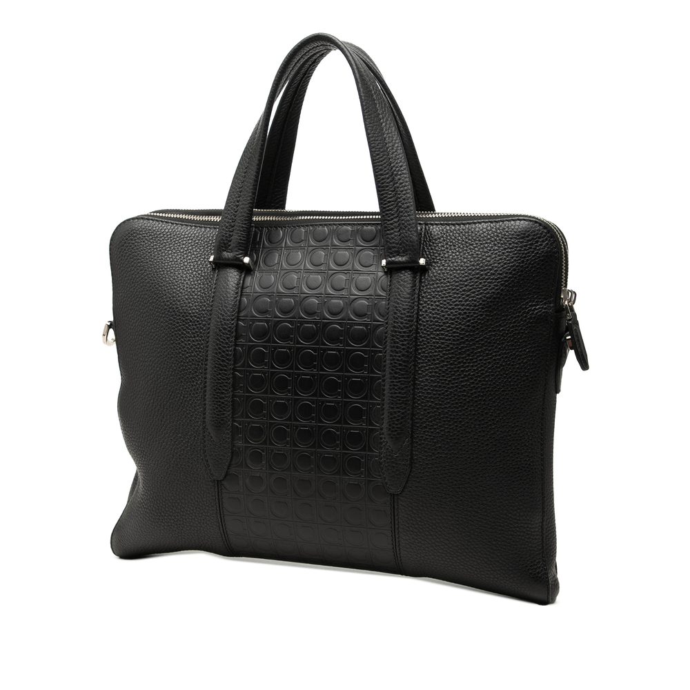 Pre-Loved Ferragamo Gancini Embossed Leather Trimmed Business Bag - Picture 2 of 6